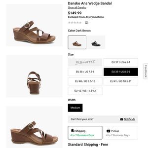 Dansko Ana Wedge Size 39 Tan